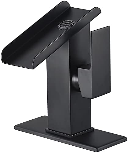 Black Bathroom Faucet Waterfall 1 Hole Bath Lavatory Vanity Sink Faucet Single Handle Modern Basin Tap Brass Deck Mount Commercial by Chiczam