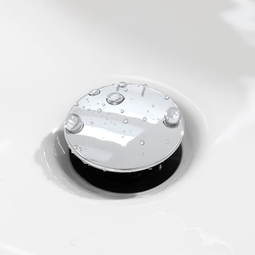 TIORIY Chrome Pop Up Bathroom Sink Drain, with Overflow Plastic Bathroom Sink Stopper for Faucet Vessel, Push Type Bathroom Sink Vanity Assembly with Strainer - Image 6