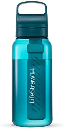 LifeStraw Go Series – BPA-Free Water Filter Bottle for Travel and Everyday use removes Bacteria, parasites and microplastics, Improves Taste, 1L Laguna Teal by Unknown