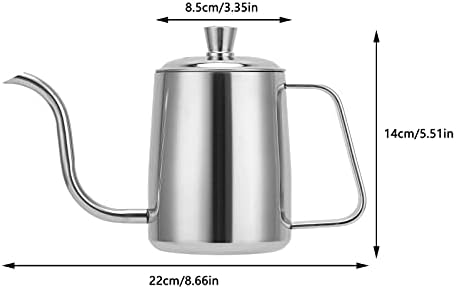 350ml Small Coffee Pot, Gooseneck Pour Over Coffee Kettle, Stainless Steel Long Narrow Spout Manual Coffee Kettle with Cover for Home Coffee Use(Silver) - Image 5