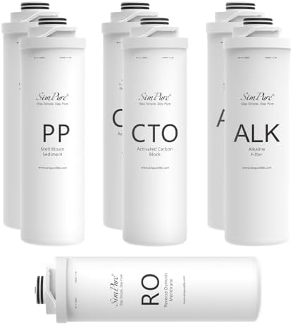 SimPure T1-400ALK RO System 1-Year Replacement Water Filter Set, 7 Pack by SimPure_Water