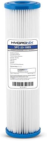 Hydronix SPC-25-1005 Universal Whole House Sediment Pleated Water Filter, Washable and Reusable, 2.5" x 10" - 5 Micron by Hydronix