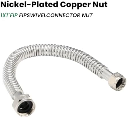 18inch Stainless Steel Corrugated Water Heater Connector Flexible for Female Iron Water Pipes Fitting, 1" FIP x 1" FIP, 18" Length (2 Packs) - Image 4