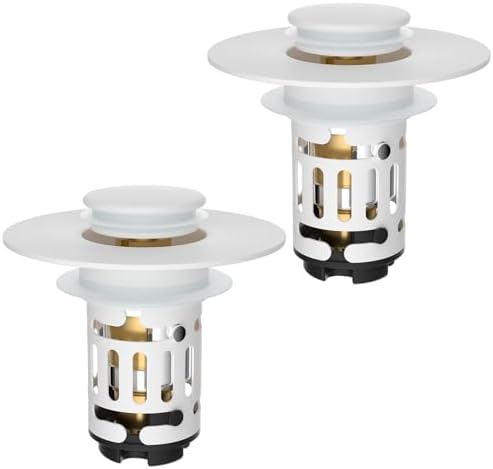 Hibbent 2 PCS Upgraded 3 in 1 Bathroom Sink Drain Strainer, Pop Up Stopper by Hibbent