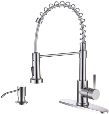 WEWE Kitchen Faucet with Soap Dispenser, Stainless Steel, Brushed Nickel by WEWE