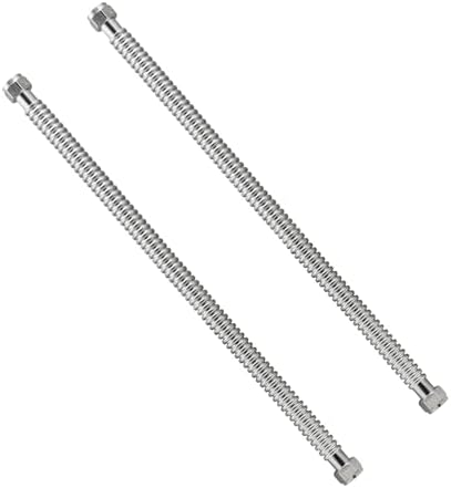 24inch Stainless Steel Corrugated Water Heater Connector Flexible for Female Iron Water Pipes Fitting, 3/4" FIP x 3/4" FIP(2 Packs)… by Watflow