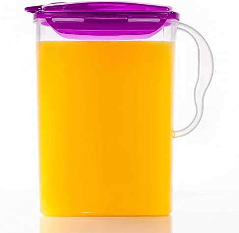 LocknLock Aqua Fridge Door Water Jug | Clear Pitcher | BPA Free Plastic Pitcher with Lid | 3 Quart with Lid for Water, Juice, Tea & More Beverages, Purple, 96 Ounces (Pack of 8) by LocknLock