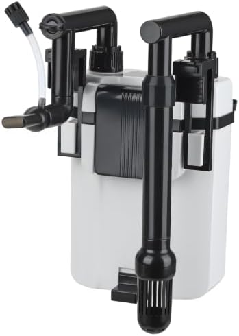 hygger Aquarium Hang On Back Canister Filter, Adjustable Flow Quiet Fish Tank Filter with Oil Skimmer,3 Outlet Nozzles,3 Filter Sponges & Ceramic Balls (6W,≤5.5 Gallon) by hygger