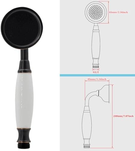 HOMEDEC Vintage Handheld Shower Head with 59" Flexible Hose, ORB - Image 4