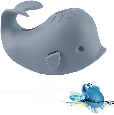 Bath Spout Cover for Bathtub - Protects Baby from Bumping Head During Bathing Time Baby Faucet Cover Universal Faucet Protective Cover Whale Design (Gray Set) by GKGOGO