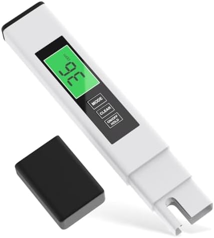 TDS Water Tester, 4 in 1 TDS Meter Digital Water Tester, Accurate and Reliable Digital TDS EC & Temp(°C,°F) Meter, 0-9990PPM Water Quality Tester for Drinking Water RO/DI System Aquarium White 6.1In by Unknown