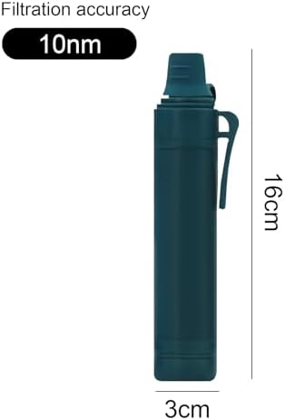 10NM Portable Water Filter System Set,Backpacking Squeeze Water Filtration Purifier Survival System for Hiking (Navy Blue) - Image 2