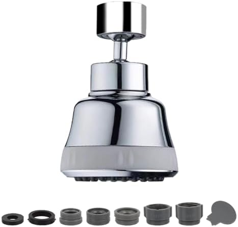 Faucet Aerator Faucet Sprayer Attachment, Kitchen Faucet Head Replacement with 4 Spray Modes, 360° Swivel Faucet Extender Anti-Splash Sink Sprayer Faucet Nozzle Head (Smooth, Silver) by TXYGZ