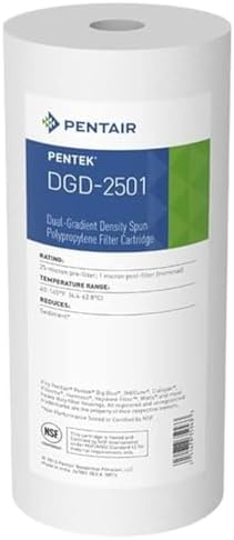 Pentair Pentek DGD-2501 Big Blue Water Filter, 10-Inch Whole House Sediment Filter Cartridge Replacement, Dual-Gradient Density Spun Polypropylene, 10" x 4.5", 1 Micron, Pack of 1 by PENTAIRPENTEK