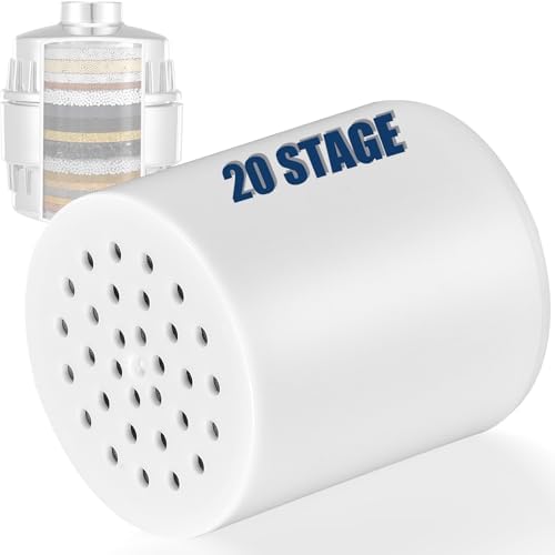 20 Stage Shower Filter Replacement Cartridge - Shower Head Filter Replacement Cartridge for Hard Water, Chlorine, Heavy Metals, High Output Shower Water Softener, 1 Pack by Homewarm