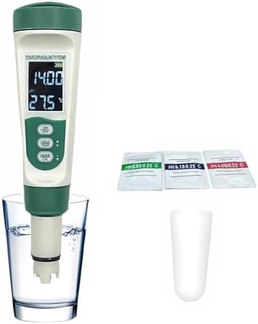5-in-1 Water Quality Tester: Salinity, pH, TDS, EC & Temperature Meter for Aquarium, Pool, Spa, Pond and Hydroponics by Unknown