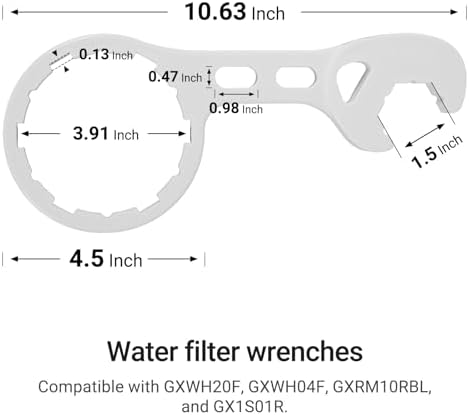 Calvana 2 Water Filter Wrenches with 6 Durable Rubber O-Rings, Compatible with GE Water Systems GXWH20F, GXWH04F, GXRM10RBL, GX1S01R, Quick Installation & Removal Tool, White - Image 2