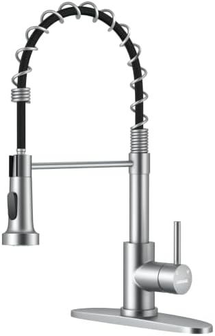 WEWE High Arc Pull-Down Kitchen Faucet, 2-Mode Sprayer, Brushed Nickel by WEWE