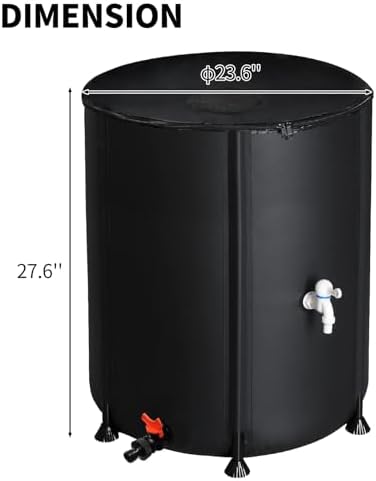 Collapsible Rain Barrel,Portable Water Storage Tank,Rainwater Collection System Downspout,Water Catcher Container with Filter Spigot Overflow Kit (50 Gallon) - Image 2