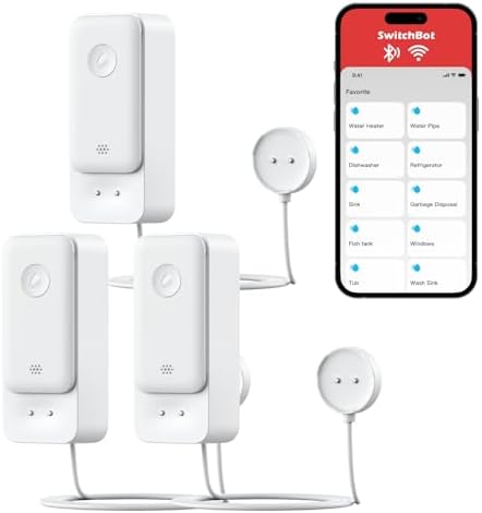 SwitchBot 3 Pack WiFi Water Leak Detector, Water Leak Sensor, 1m Cable by SwitchBot