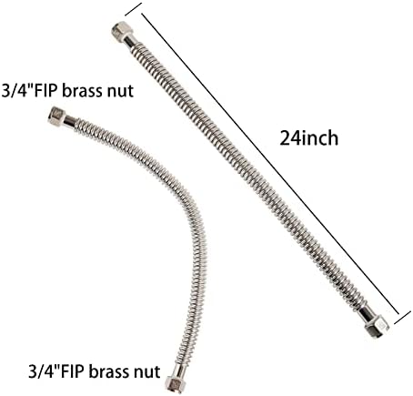 24inch Stainless Steel Corrugated Water Heater Connector Flexible for Female Iron Water Pipes Fitting, 3/4" FIP x 3/4" FIP(2 Packs)… - Image 2