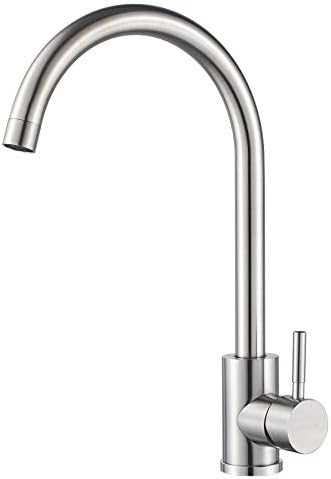 Single Handle High Arc Kitchen Faucet Stainless Steel Brushed Nickel,Commercial Single Hole Kitchen Sink Faucet,Modern One Hole Bar Sink Faucet by KOHONBY