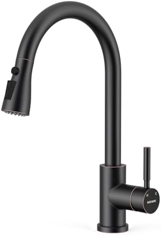 WEWE Pull-Down Kitchen Faucet, 3-Mode Sprayer, Oil Rubbed Bronze, High Arc by WEWE