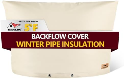 Backflow Preventer Insulation Cover - Water Pipe Insulation Sprinkler Cover for Outside - Insulated Backflow Cover Pouch for Irrigation Back Flow Valve in Winter or Sun Exposure (36" W x 24" H, Sand) by DEMEDO