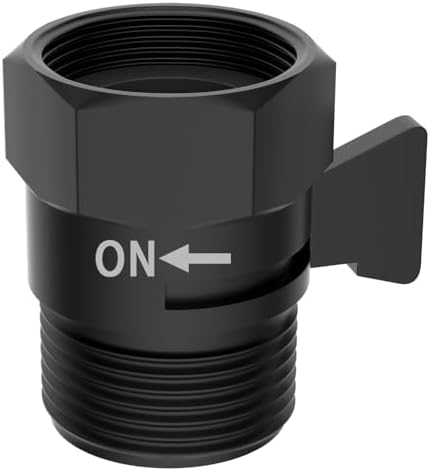 Hibbent All Metal 1 Pack Shower Head Flow Control Valve, G1/2 Brass Shut-off Valve with Metal Handle Lever, Shut OFF Water Flow Control Regulator for Handheld Shower, or Bidet Sprayer, Matte Black by Hibbent