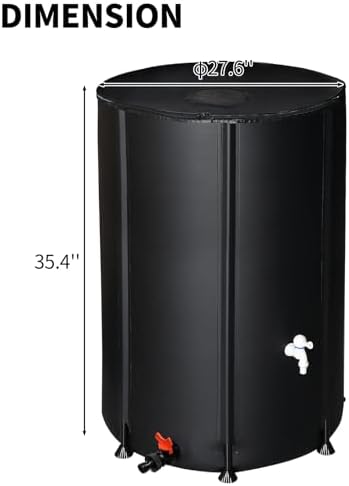 Outvita 100 Gallon Collapsible Rain Barrel, Garden Water Storage Tank, Portable Folding Rainwater Collector, Water Catcher with Filter Overflow Kit Faucet Black - Image 6