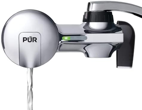 PUR PLUS Horizontal Faucet Mount Water Filtration System with 3-in-1 Lead Reducing Filter for Great-Tasting Filtered Tap Water, Lasts 100 Gallons, Fits Most Kitchen or Bathroom Faucets, Chrome by PUR