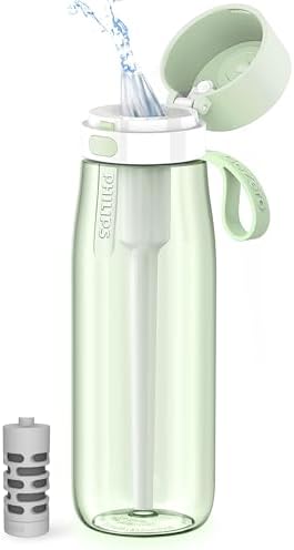 PHILIPS Filtered Water Bottle, BPA-Free Tritan, Travel Portable 22oz Green by PhilipsWater