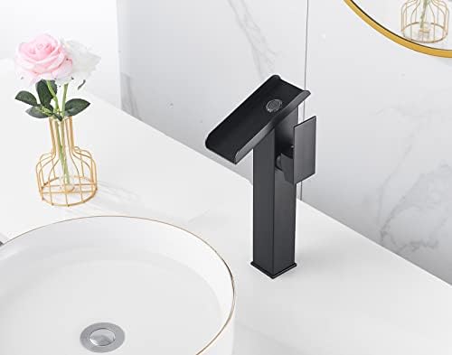 Bathroom Vessel LED Faucet 3 Color Changing Light Waterfall Single Handle One Hole Bowl Sink Faucet Vanity Lavatory Deck Mount Mixer Tap Tall Body Modern Restroom 1 Hole Supply Lines - Image 5