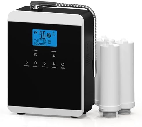 Alkaline Water Ionizer Machine, 3 Replacement Water Filters, 11 Titanium Plates, PH 3.5-10.5 for Alkaline & Acidic Water, Self-Cleaning, Up to - 600mV ORP, 10000 Liters Per Filter, for Home Use by WhereAdventureMeetsComfort