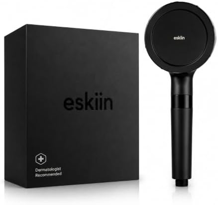 Eskiin Filtered Shower Head - Best HandHeld Shower Head With Filters For Healthy Hair & Skin - High Pressure - Reduce Dandruff, Protect Colored Hair, And Soothe Dry Skin (Black) by Eskiin