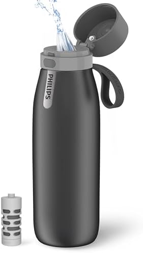 PHILIPS Filtered Water Bottle Stainless Steel Travel Keeps Cold 32oz Grey by Unknown