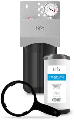 Brio Whole House Water Filter System w/Gauge & Fast-Flow Phosphate Anti-Scale Filter (5 Micron) 4.5" x 10" | Improves Taste & Protects Home Appliances | 720 GPH | 50,000 Gallons or 6 Months by Brio