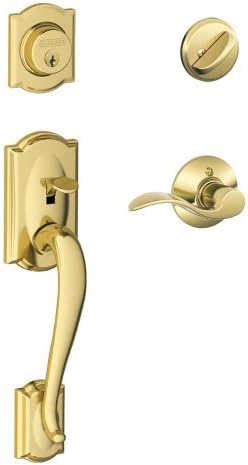 SCHLAGE Century Front Door Handleset, Left Hand Accent Lever, Bright Brass by Unknown