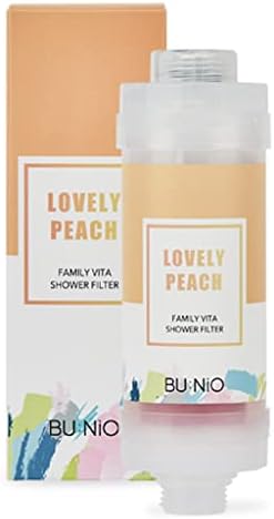 BU:NiO Family Vitamin C Shower Filter 5.29Oz - Aroma Scented Shower Head Filter, Hard Water Softener, Chlorine & Rust Remover, Water Purifying, Helps Dry Skin&Hair Loss(LOVELY PEACH) by ALLDAYSKINCAREBUNiO