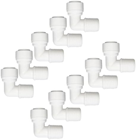 10 PCS 3/8" Male x 3/8" OD Push to Connect Tube Fitting - Quick Connect for Water Purifiers, Drinks Dispenser & Filtration Systems (Elbow Type) by Unknown