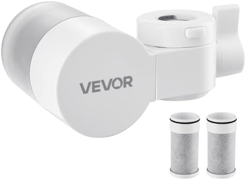 VEVOR Faucet Mount Water Filter, Horizontal Water Purifier for Sink Tap, NSF Certified Carbon Fiber Filter, Removes Chlorine Lead with 3 Filters, Fits Most Kitchen or Bathroom Faucets, White by VEVOR