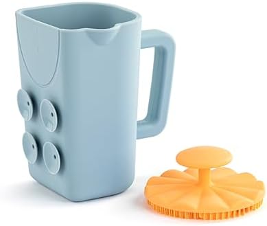 DEMDACO Love to Play Collection Baby Bath Rinse Cup and Silicone Scalp Scrubber Set - Gentle Hair Washing Aid for Infants & Toddlers Soft Silicone Kids' Brush & Ergonomic Rinse Pitcher, Orange by DEMDACO