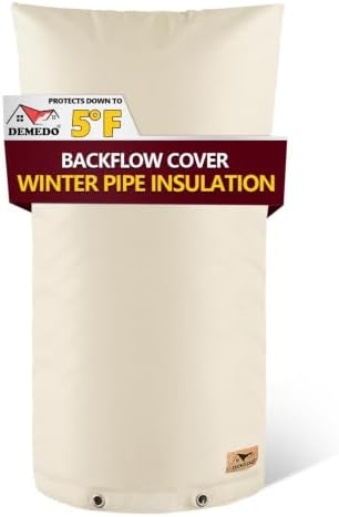 Backflow Preventer Insulation Cover - Water Pipe Insulation Sprinkler Cover for Outside - Insulated Backflow Cover Pouch for Irrigation Back Flow Valve in Winter or Sun Exposure (18" W x 34" H, Sand) by DEMEDO
