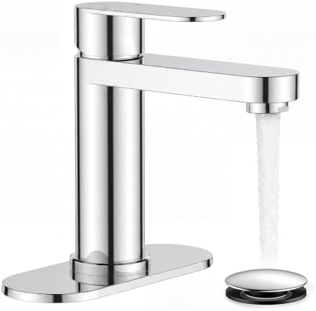 FORIOUS Bathroom Faucet 1 Hole, Single Handle Vanity Faucet Polished Chrome by FORIOUS