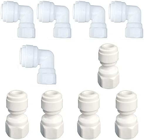 1/4" to 1/4" Female Quick Connector Tube Fittings Ball Valve Tee Straight/Eblow for Filter Water Purifiers RO Systems 10Pcs by Unknown