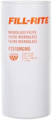 Fill-Rite F2510MGM0 1"-12 UNF 10 Micron Microglass Fuel Filter, Up to 25 GPM, Spin-On Particulate Filter for Fuel Transfer Systems, Removes Dirt, Rust & Contaminants by Fill-Rite