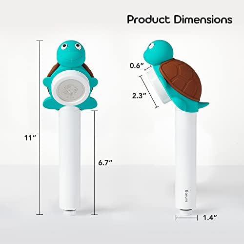 Barumi Livo Handheld Filtered Showerhead for Kids - Turtle Turquoise | Micro Laser-Cut for Soft Water Spray, Multi-Level Filtration Removes Chlorine and Impurities for Skin and Hair - Image 6