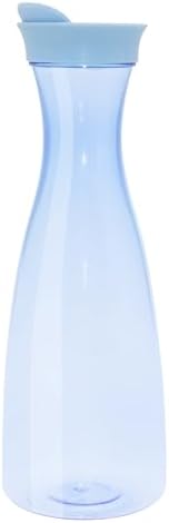OGGI Clear Carafe w/Flip Open Lid - Ideal Juice Bottle, Clear Pitcher with Lid, Tea Pitcher, Water Carafe, 1.6 Lt(54Oz), Blue Tint by OGGI