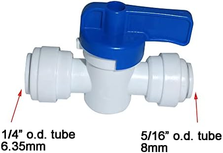 Food-Grade Quick Connector Push-In Tube Fitting,1/4" to 5/16" O.D. Reducing Tube Shut off Ball Valve for Reverse Osmosis Water Filter Purifier (Pack of 5) - Image 2
