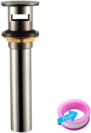 Purelux Grid Drain Strainer Assembly with Overflow for Bathroom Sink, Made of Brass Brushed Nickel - Image 3